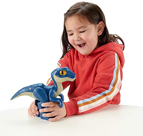Fisher-Price Imaginext Jurassic World 3 Raptor XL Dinosaurio articulado de juguete para niños +3 años (Mattel GWP07)