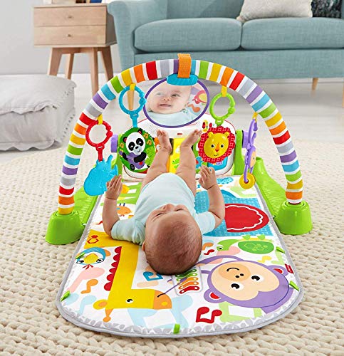 Fisher-Price Kick and Play Piano Gym, tapete de juego para bebé recién nacido con centro de actividades, música y sonidos, adecuado desde el nacimiento