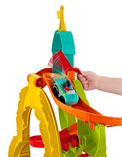Fisher-Price Little People Carretera Sienta y Levanta Pista de coches de juguete, incluye 2 vehículos con personaje (Mattel HBD77)