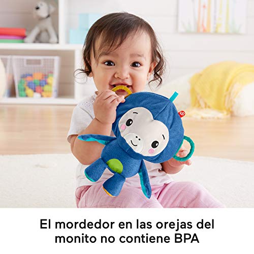 Fisher-Price Monito y pelota de actividades Peluche de juguete reversible con mordedores, regalo para bebés (Mattel GRR32)