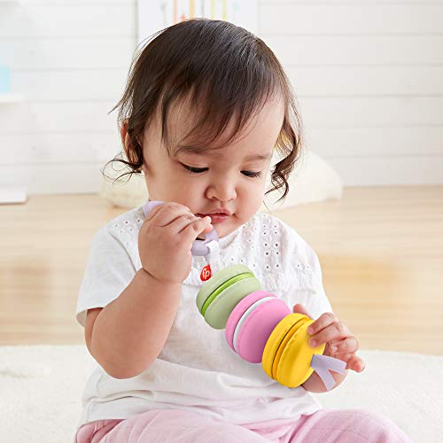 Fisher-Price sonajero mi primer macaron, juguete de actividades regalo para bebés + 3 meses (Mattel GRR45)