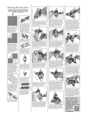 folia 801/1515 Bascetta - Juego de manualidades (papel transparente blanco y plateado, 15 x 15 cm, 32 hojas, tamaño de la estrella de papel aprox. 20 cm, con instrucciones, para decoración atemporal)