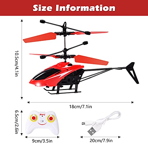 FORMIZON Helicóptero RC, Mini Helicóptero de Control Remoto con Luces LED, Despegue/Aterrizaje con un Botón Helicóptero Teledirigido para Interior y Exterior, Juguete de Regalo para Niños (Rojo)