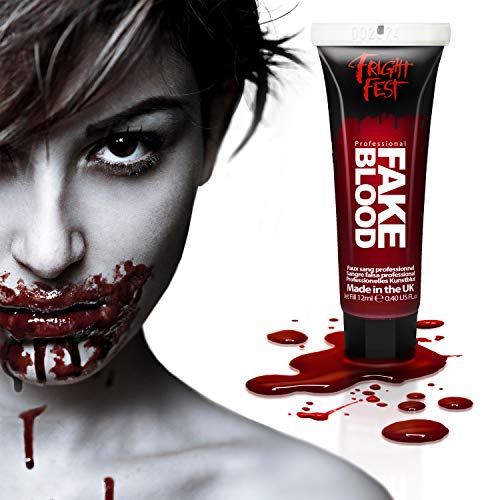 Fright Fest Fake Gel de Sangre 12 ml SFX Maquillaje se ve Genial con Sangre Facial, látex líquido, Pintura Facial Blanca, Pintura Facial Negra, Cera de Cicatrices y Chicle