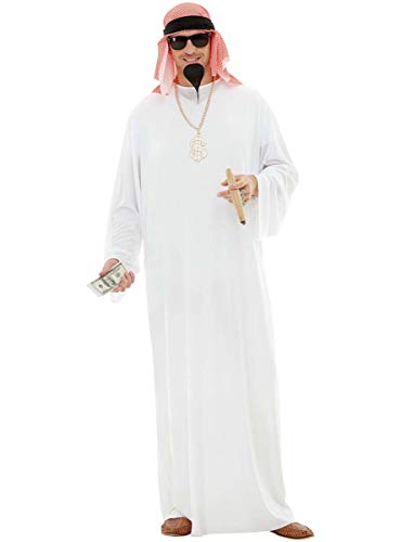 Funidelia | Disfraz de árabe para Hombre Talla XL ▶ Jeque, Petróleo, Dinero - Color: Blanco - Divertidos Disfraces y complementos para Carnaval y Halloween
