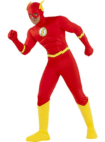 Funidelia | Disfraz de Flash Oficial para Hombre Talla L ▶ Superhéroes, DC Comics, Justice League - Color: Rojo - Licencia: 100% Oficial - Divertidos Disfraces y complementos