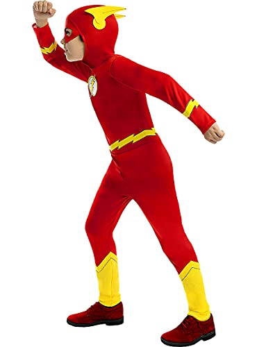 Funidelia | Disfraz de Flash Oficial para niño Talla 10-12 años ▶ Superhéroes, DC Comics, Justice League - Color: Rojo - Licencia: 100% Oficial - Divertidos Disfraces y complementos