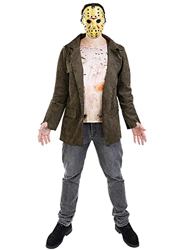 Funidelia | Disfraz de Jason Viernes 13 Oficial para Hombre Talla XL ▶ Friday The 13th, Películas de Miedo, Terror - Color: Marrón - Licencia: 100% Oficial