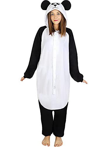 Funidelia | Disfraz de Oso Panda Onesie para Hombre y Mujer Talla M ▶ Animales, Oso - Color: Blanco - Divertidos Disfraces y complementos para Carnaval y Halloween