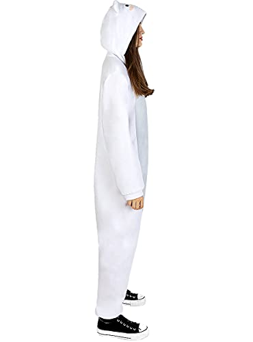 Funidelia | Disfraz de Oso Polar Onesie para Hombre y Mujer Talla M ▶ Animales, Oso - Color: Blanco - Divertidos Disfraces y complementos para Carnaval y Halloween
