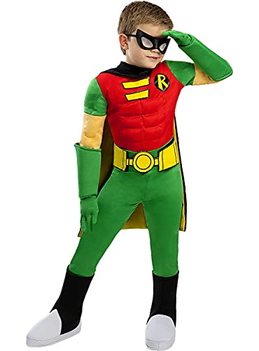 Funidelia | Disfraz de Robin Oficial para niño Talla 5-6 años ▶ Chico Maravilla, Superhéroes, DC Comics - Color: Verde - Licencia: 100% Oficial - Divertidos Disfraces y complementos