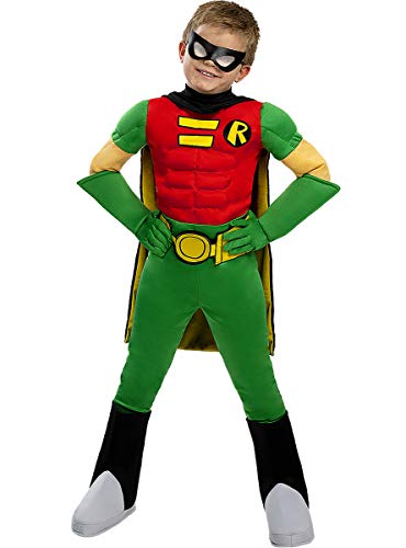 Funidelia | Disfraz de Robin Oficial para niño Talla 5-6 años ▶ Chico Maravilla, Superhéroes, DC Comics - Color: Verde - Licencia: 100% Oficial - Divertidos Disfraces y complementos