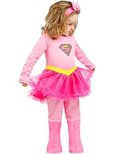 Funidelia | Disfraz de Supergirl Oficial para bebé Talla 0-6 Meses ▶ Kara Zor-El, Superhéroes, DC Comics - Color: Rosa - Licencia: 100% Oficial - Divertidos Disfraces y complementos