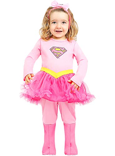 Funidelia | Disfraz de Supergirl Oficial para bebé Talla 0-6 Meses ▶ Kara Zor-El, Superhéroes, DC Comics - Color: Rosa - Licencia: 100% Oficial - Divertidos Disfraces y complementos