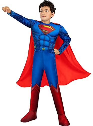 Funidelia | Disfraz de Superman deluxe - La Liga de la Justicia para niño ▶ Superhéroes, DC Comics - Disfraces para niños, accesorios para Fiestas, Carnaval y Halloween - Talla 7-9 años - Azul