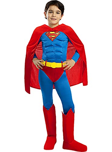 Funidelia | Disfraz de Superman Deluxe Oficial para niño Talla 5-6 años ▶ Hombre de Acero, Superhéroes, DC Comics, Justice League - Color: Azul - Licencia: 100% Oficial
