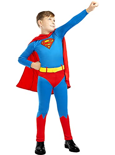 Funidelia | Disfraz Superman Oficial para niño Talla 5-6 años ▶ Hombre de Acero, Superhéroes, DC Comics, Justice League - Color: Azul - Licencia: 100% Oficial