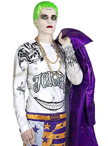 Funidelia | Kit disfraz de Joker - Suicide Squad para hombre ▶ Superhéroes, DC Comics - Disfraz para adultos y divertidos accesorios para Fiestas, Carnaval y Halloween - Talla M-L - Morado