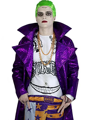 Funidelia | Kit disfraz de Joker - Suicide Squad para hombre ▶ Superhéroes, DC Comics - Disfraz para adultos y divertidos accesorios para Fiestas, Carnaval y Halloween - Talla M-L - Morado