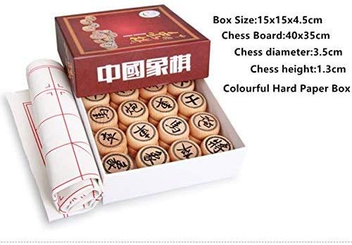 FunnyGoo Juego de ajedrez Chino Beechwood Xiangqi ( diámetro 3.5CM, con Caja de Papel Duro Colorido )