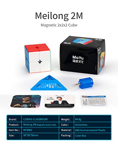 FunnyGoo MoYu MFJS Mofang jiaoshi Cubing Classroom Meilong 2 M 2x2 Magic Puzzle Cube MeiLong 2M 2x2x2 cube Sin pegatinas con bolsa y soporte con el logotipo de MoYu (el color del soporte puede variar)