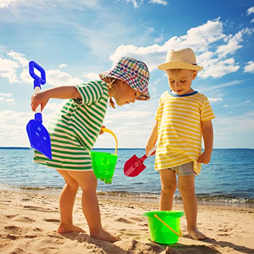 FYEPAGU Juego de 2 palas de playa para niños, de 40 cm, para juguetes y herramientas de jardín, con mango de madera, color rojo y azul, juego de regalo para niños y niñas