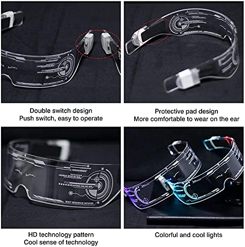Gafas de neón de 7 Colores Cyberpunk LED Gafas Luminosas de 7 Colores Cyberpunk LED Iluminación Las Gafas de Sol Son Muy adecuadas para Juegos de rol y Festivales, Gafas Cyberpunk,1 Pack