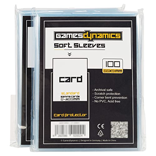 GamesDynamics Soft Sleeves | Penny Sleeves | Protectores para tarjetas de tamaño estándar como MTG Magic, Pokemon, Force of Will (2 unidades)