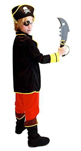 GEMVIE Disfraz de Pirata para Niño,Disfraz de Capitán Pirata Disfraz de Halloween infantil para Cosplay Pirata con Accesorios Sombrero ,parche en el ojo ,Cinturón (2-3años)