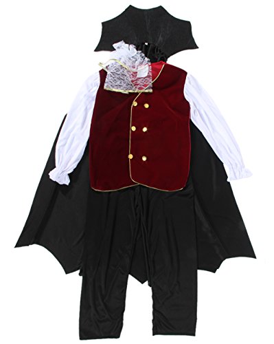 GEMVIE Disfraz de vampiro de lujo para niños ,Halloween Drácula Disfraz Carnaval Cosplay Ropa 4-12 años (7-9 años)