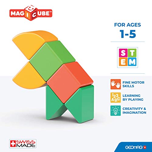 GEOMAG Magnetic Toys | Magnets for Kids | Magicube Shapes Starter Set | Early Learning Educational Building Blocks | Swiss-made | 6 Pieces | Ages 1 - 5