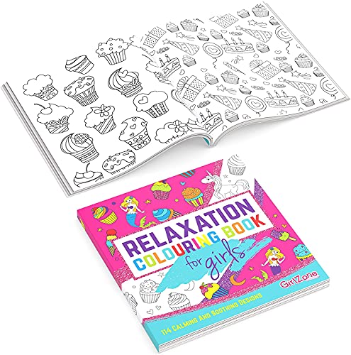 GirlZone Regalos para Niñas Libro para Colorear 114 Hermosos Diseños Zen. Libros Colorear Niños, Libreta De Colorear Relajante para Niñas, Colouring Book, Regalo de 3 a 12 Años