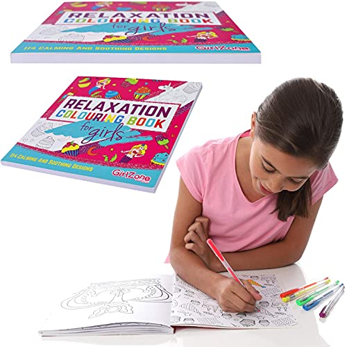 GirlZone Regalos para Niñas Libro para Colorear 114 Hermosos Diseños Zen. Libros Colorear Niños, Libreta De Colorear Relajante para Niñas, Colouring Book, Regalo de 3 a 12 Años