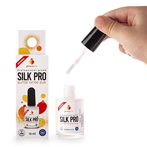 Glitterify Me Silk Pro Pegamento para Tatuajes de Purpurina (Calidad Profesional) – Hecho en la UE, No daña la Piel (16ml)