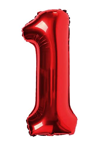 Globo Número Rojo 100cm Gigante Globo Mylar Grande Ideal para Fiesta Apto para Helio - Número 1
