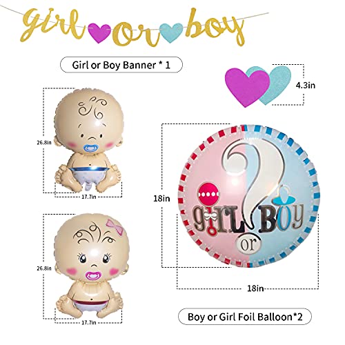 Globos de fiesta de género para Baby Shower Gender Reveal Party, 36 pulgadas Palloncino, confeti rosa y azul, globos de papel de aluminio y pancartas para fiestas de bebé, para niños o niñas