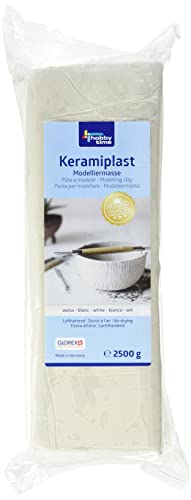 Glorex Keramiplast 6 8070 301 - Masilla de modelado endurecida al aire, color blanco, aprox. 2500 g, lista para usar y flexible, fabricada a base de forma natural