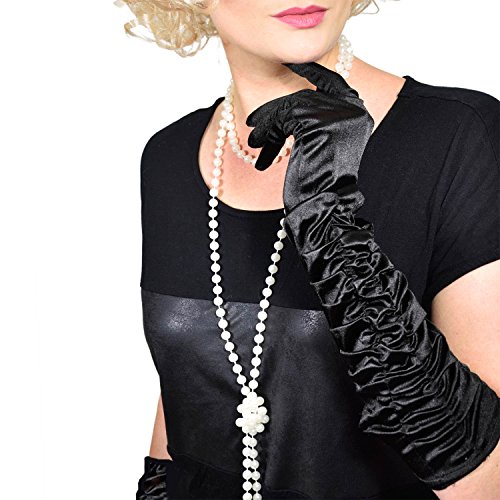 GOODS+GADGETS Collar de perlas de los años 20 de Charleston, 180 cm de largo, con perlas blancas, para disfraz, vestido, accesorio (cadena de perlas)