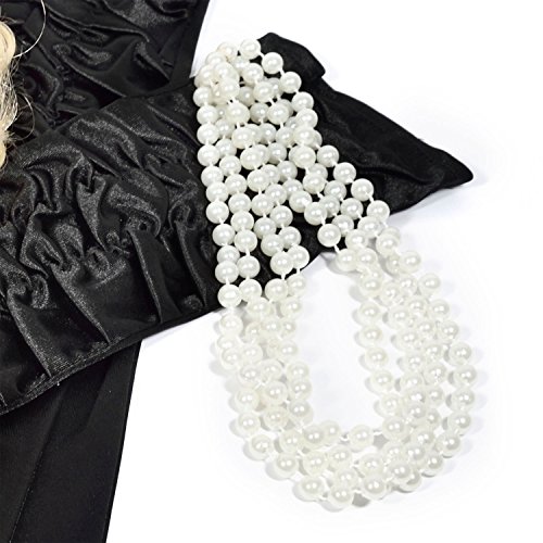 GOODS+GADGETS Collar de perlas de los años 20 de Charleston, 180 cm de largo, con perlas blancas, para disfraz, vestido, accesorio (cadena de perlas)