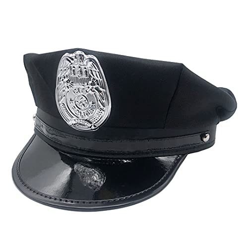 Gorras de la policía del yate para adultos, novedad, tapas planas, disfraz de festival, cosplay, tapa de rendimiento, accesorios negro B