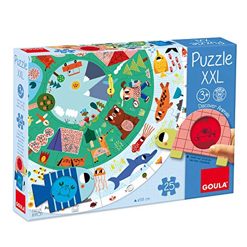 Goula - Puzle XXL Discover Animals, Puzle de carton de piezas grandes para niños a partir de 3 años