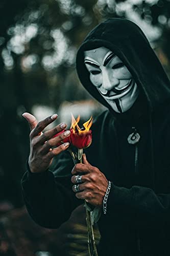 Hacker Mask V para Vendetta Máscara con Eyeliner narice Anonymous Guy Fawkes, máscara Halloween Cosplay