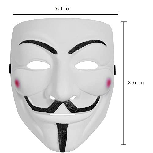 Hacker Mask V para Vendetta Máscara con Eyeliner narice Anonymous Guy Fawkes, máscara Halloween Cosplay
