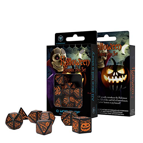 Halloween Dice Set Pumpkin Black & Orange (7) Workshop Role Playing Board Games