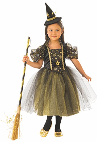 Halloween - Disfraz de Bruja para niña, verde con estrellas - 3-4 años (Rubie's 641093-S)