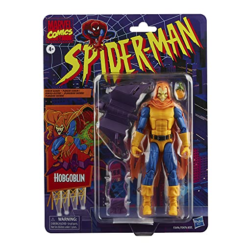 Hasbro Marvel Legends Series - Spider-Man - Figura de acción de Hobgoblin de 15 cm - Diseño Inspirado en Toy Biz - Incluye 3 Accesorios: Planeador, Bomba Calabaza, Bolso (F3696)