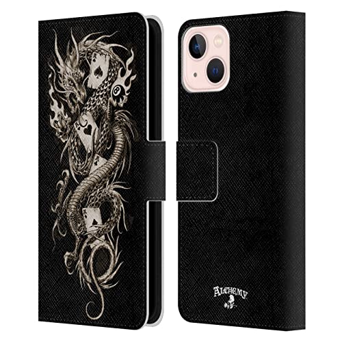 Head Case Designs Licenciado Oficialmente Alchemy Gothic Imperial Dragón Carcasa de Cuero Tipo Libro Compatible con Apple iPhone 13