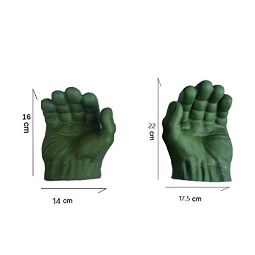HenTuha Guantes Gamma, Big Hulk Smash Hands, 1 par de Guantes de Boxeo Suaves de Hulk, Disfraz de PVC de puño para niños y Adultos (Green)