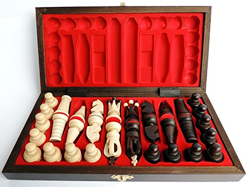 Hermoso juego de ajedrez de madera de viaje ROYAL MAXI de 31 cm / 12 pulgadas para niños, adultos, juego clásico hecho a mano