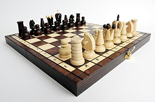 Hermoso juego de ajedrez de madera de viaje ROYAL MAXI de 31 cm / 12 pulgadas para niños, adultos, juego clásico hecho a mano